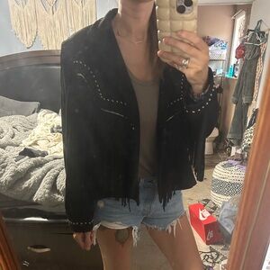 Vocal fringe black jacket one size never worn